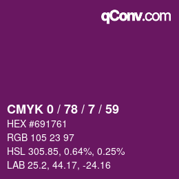 カラーコード: CMYK 0 / 78 / 7 / 59 | qconv.com