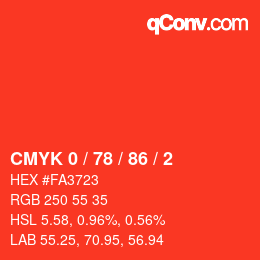 Color code: CMYK 0 / 78 / 86 / 2 | qconv.com