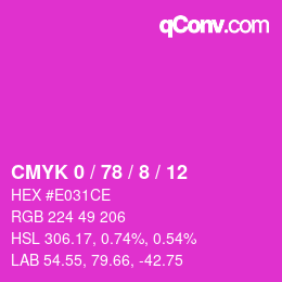 カラーコード: CMYK 0 / 78 / 8 / 12 | qconv.com