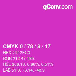 Color code: CMYK 0 / 78 / 8 / 17 | qconv.com