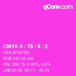 Farbcode: CMYK 0 / 78 / 8 / 2 | qconv.com