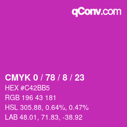 Color code: CMYK 0 / 78 / 8 / 23 | qconv.com