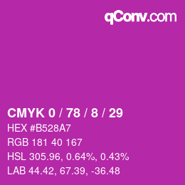 Color code: CMYK 0 / 78 / 8 / 29 | qconv.com