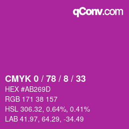Color code: CMYK 0 / 78 / 8 / 33 | qconv.com
