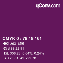 颜色代码: CMYK 0 / 78 / 8 / 61 | qconv.com