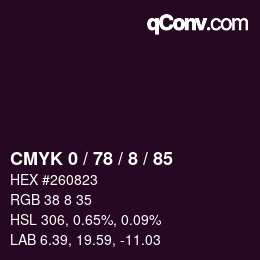 Color code: CMYK 0 / 78 / 8 / 85 | qconv.com