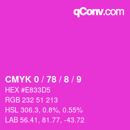 Farbcode: CMYK 0 / 78 / 8 / 9 | qconv.com