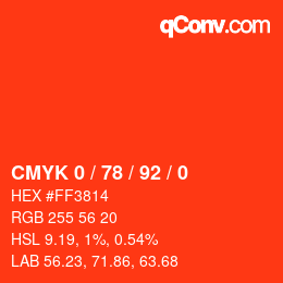 カラーコード: CMYK 0 / 78 / 92 / 0 | qconv.com