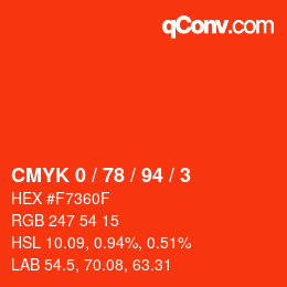 Color code: CMYK 0 / 78 / 94 / 3 | qconv.com