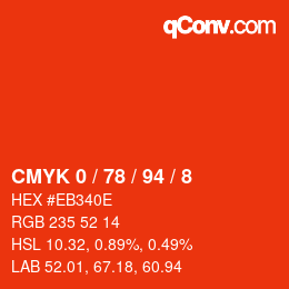 颜色代码: CMYK 0 / 78 / 94 / 8 | qconv.com