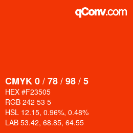 Color code: CMYK 0 / 78 / 98 / 5 | qconv.com