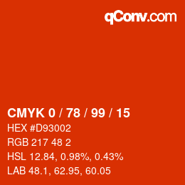 Farbcode: CMYK 0 / 78 / 99 / 15 | qconv.com