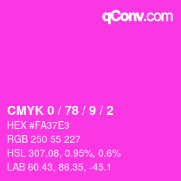 颜色代码: CMYK 0 / 78 / 9 / 2 | qconv.com