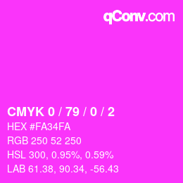 カラーコード: CMYK 0 / 79 / 0 / 2 | qconv.com