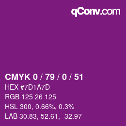 Color code: CMYK 0 / 79 / 0 / 51 | qconv.com