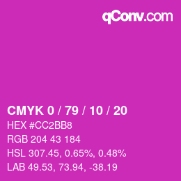 Color code: CMYK 0 / 79 / 10 / 20 | qconv.com