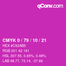 Color code: CMYK 0 / 79 / 10 / 21 | qconv.com