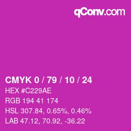 カラーコード: CMYK 0 / 79 / 10 / 24 | qconv.com
