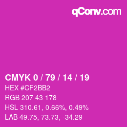カラーコード: CMYK 0 / 79 / 14 / 19 | qconv.com