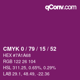 Color code: CMYK 0 / 79 / 15 / 52 | qconv.com