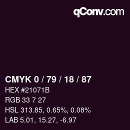 カラーコード: CMYK 0 / 79 / 18 / 87 | qconv.com