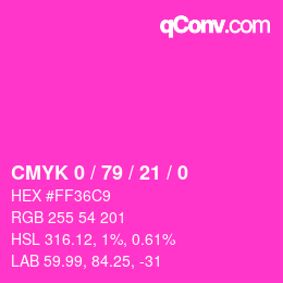 颜色代码: CMYK 0 / 79 / 21 / 0 | qconv.com