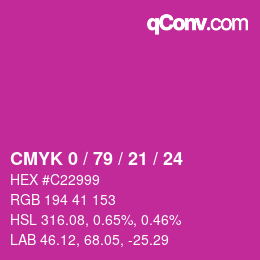 カラーコード: CMYK 0 / 79 / 21 / 24 | qconv.com