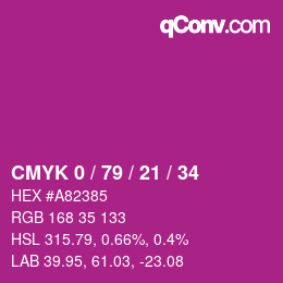 Color code: CMYK 0 / 79 / 21 / 34 | qconv.com