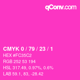Color code: CMYK 0 / 79 / 23 / 1 | qconv.com