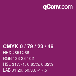 Código de color: CMYK 0 / 79 / 23 / 48 | qconv.com