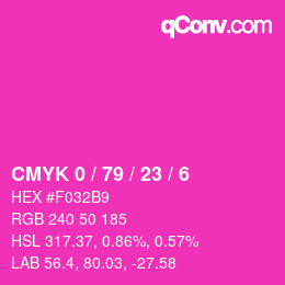 カラーコード: CMYK 0 / 79 / 23 / 6 | qconv.com