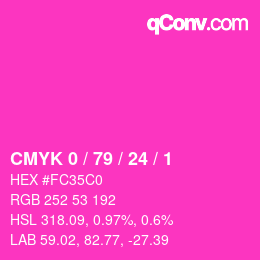 カラーコード: CMYK 0 / 79 / 24 / 1 | qconv.com