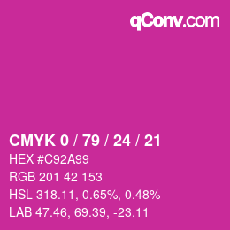 カラーコード: CMYK 0 / 79 / 24 / 21 | qconv.com