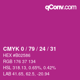 颜色代码: CMYK 0 / 79 / 24 / 31 | qconv.com