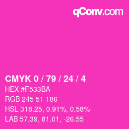 カラーコード: CMYK 0 / 79 / 24 / 4 | qconv.com