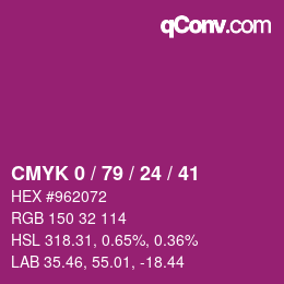 Color code: CMYK 0 / 79 / 24 / 41 | qconv.com