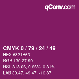 カラーコード: CMYK 0 / 79 / 24 / 49 | qconv.com