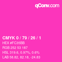 カラーコード: CMYK 0 / 79 / 26 / 1 | qconv.com