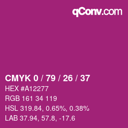 Color code: CMYK 0 / 79 / 26 / 37 | qconv.com