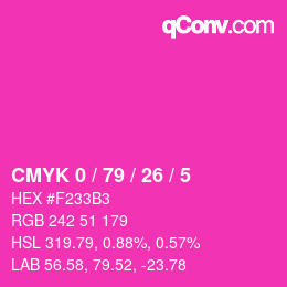 カラーコード: CMYK 0 / 79 / 26 / 5 | qconv.com