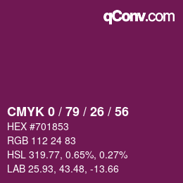 Color code: CMYK 0 / 79 / 26 / 56 | qconv.com