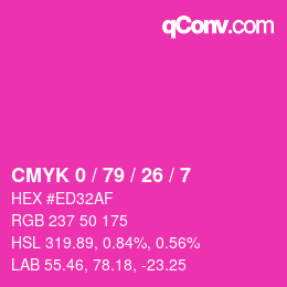 Color code: CMYK 0 / 79 / 26 / 7 | qconv.com