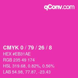 Color code: CMYK 0 / 79 / 26 / 8 | qconv.com