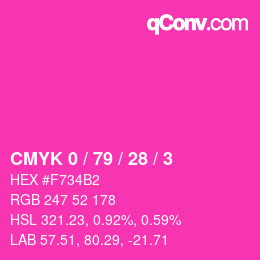 カラーコード: CMYK 0 / 79 / 28 / 3 | qconv.com