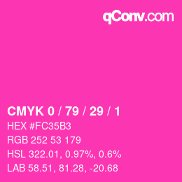 Color code: CMYK 0 / 79 / 29 / 1 | qconv.com