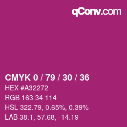 カラーコード: CMYK 0 / 79 / 30 / 36 | qconv.com
