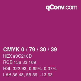 カラーコード: CMYK 0 / 79 / 30 / 39 | qconv.com