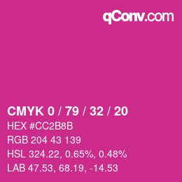 Color code: CMYK 0 / 79 / 32 / 20 | qconv.com