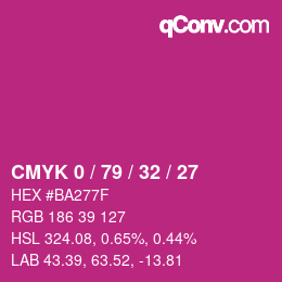 Color code: CMYK 0 / 79 / 32 / 27 | qconv.com