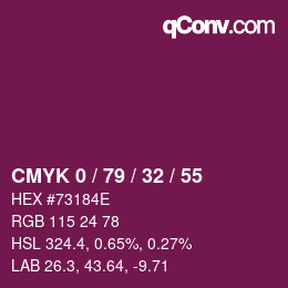 カラーコード: CMYK 0 / 79 / 32 / 55 | qconv.com
